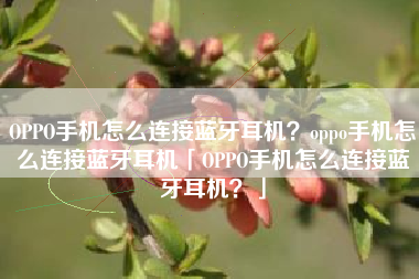 OPPO手机怎么连接蓝牙耳机?oppo手机怎么连接蓝牙耳机「OPPO手机怎么连接蓝牙耳机?」